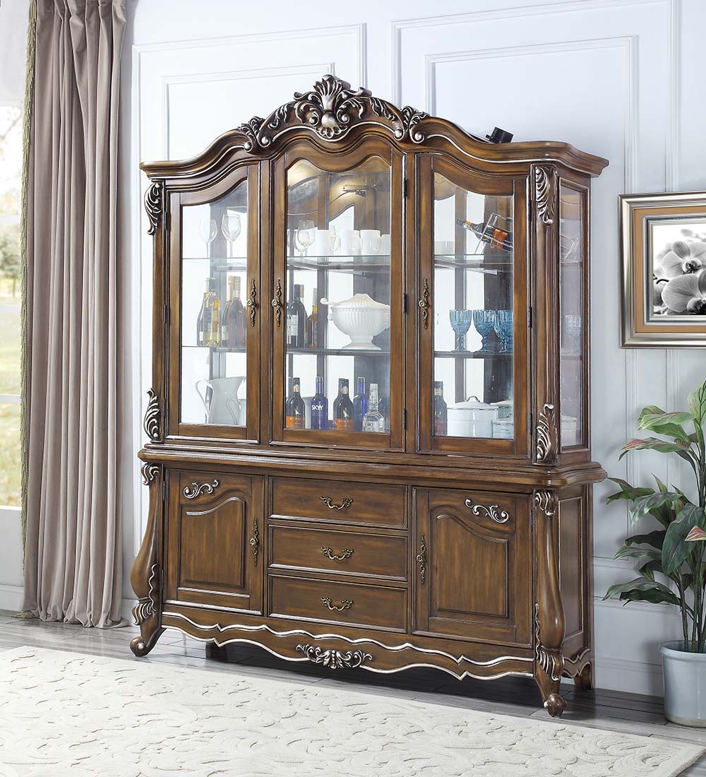 Latisha - Mueble de Cocina con Vitrina - Acabado Roble Antiguo