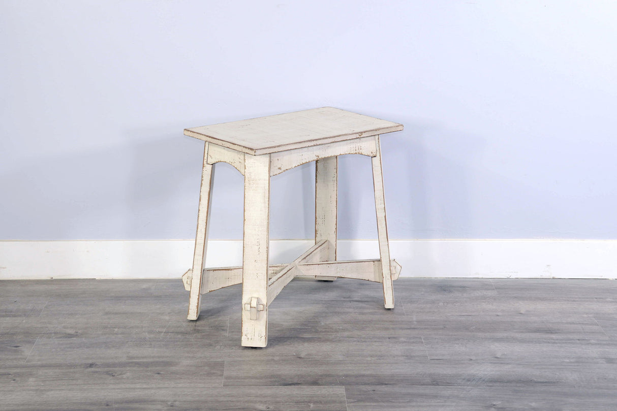 Marina - Wood Chair Side Table - White Sand