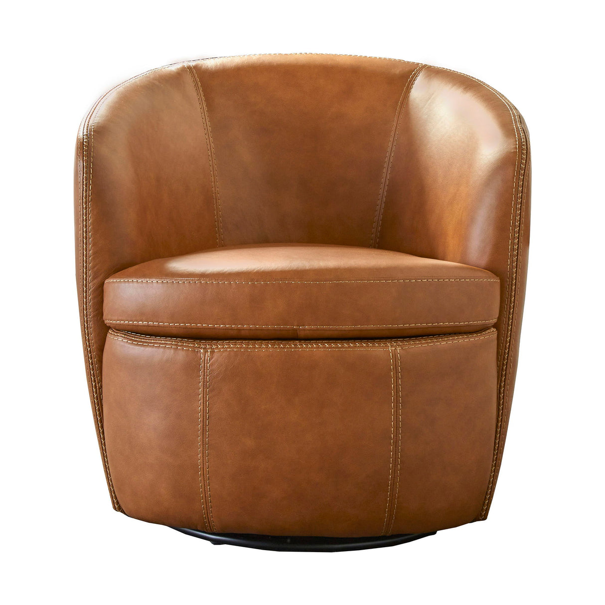 Barolo - 100% Italian Leather Swivel Club Chair (Set of 2)