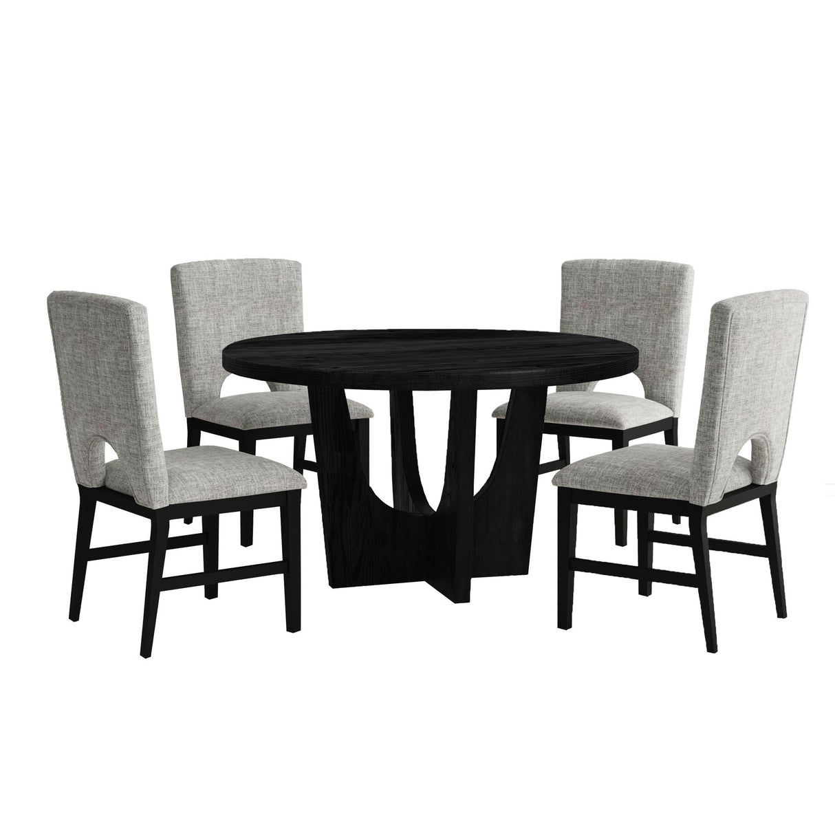 Oregon - Juego de comedor de altura estándar de 5 piezas (mesa redonda y cuatro sillas)