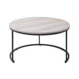 Forma - 4 Piece Occasional Set (1 Coffee, 1 Large End Table & 1 Stool, 1 Small End Table) - Black / White / Gray