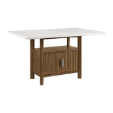 Carmela - Rectangular Counter Table With Marble Top - Brown / White