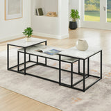 Vetra - Faux Marble 3 Piece Occasional Set - (Coffee & 2 End Tables) - Black / White