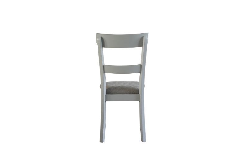 Casa - Silla lateral Marchese (juego de 2) - Tela gris de dos tonos y acabado gris perla