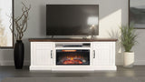 Pasadena - TV Console With Fireplace Option - Buckskin / Marble White