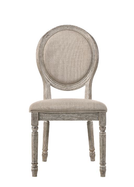 Faustine - Silla de comedor (Juego de 2) - Tela color canela y acabado de roble claro recuperado
