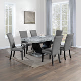 Caralin - Mesa de comedor - Piedra artificial y acabado negro