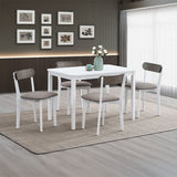Fidelity - Juego de comedor de 5 piezas - Acabado blanco y gris
