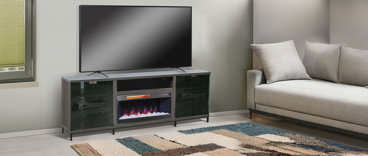 70" Media Console With Electric Fireplace