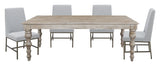 Crossings - Rectangular Dining Table With 4 Upholstered Chairs - Whitewash & Pearl Silver