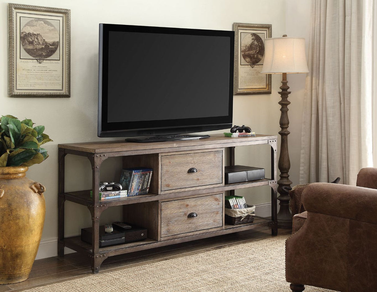 Gorden - Mueble para TV - Roble desgastado y Plata envejecida
