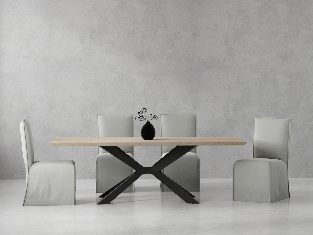 Crossings - Rectangular Dining Table With 4 Upholstered Chairs - Natural