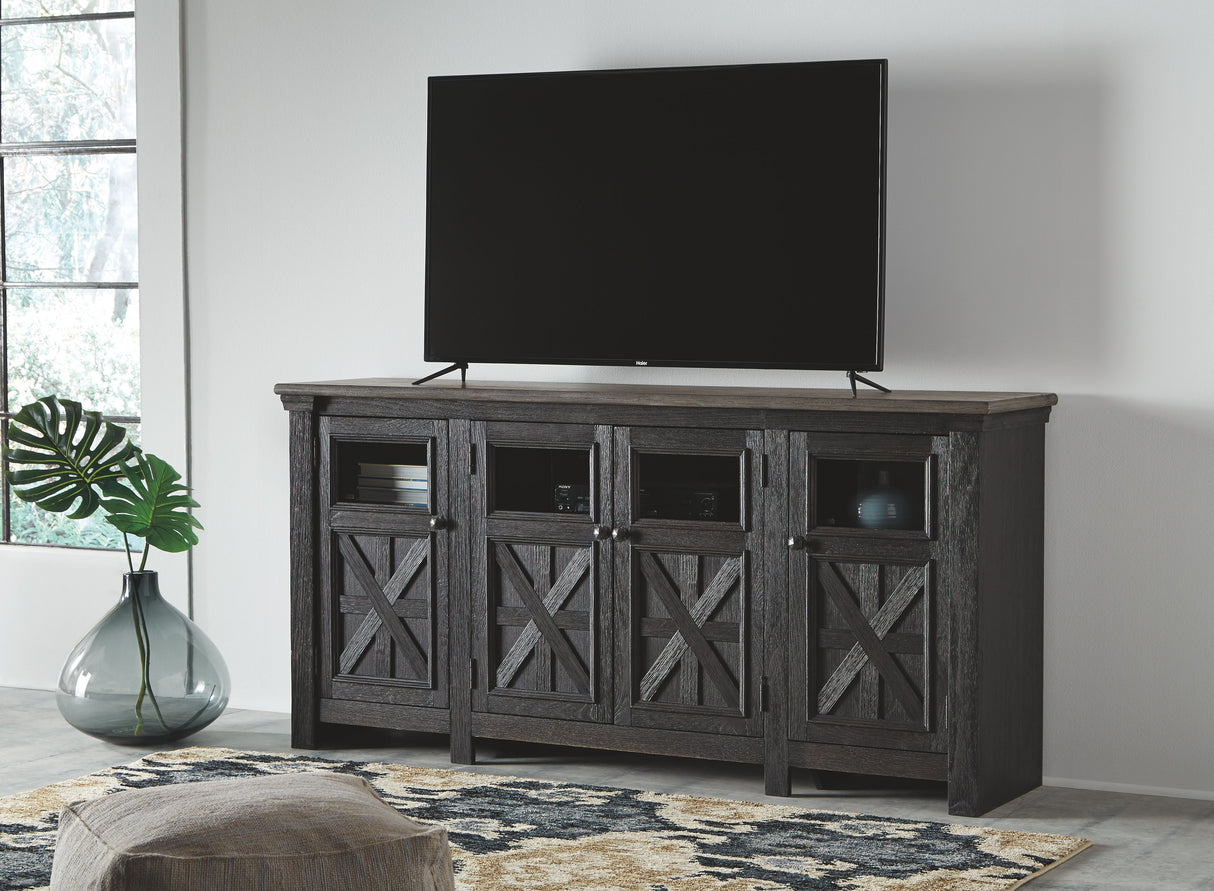 Tyler Creek - Black / Gray - Extra Large TV Stand