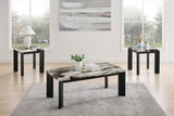 Strata - Faux Marble 3 Piece Occasional Set (1 Coffee & 2 End Tables) - Black / White