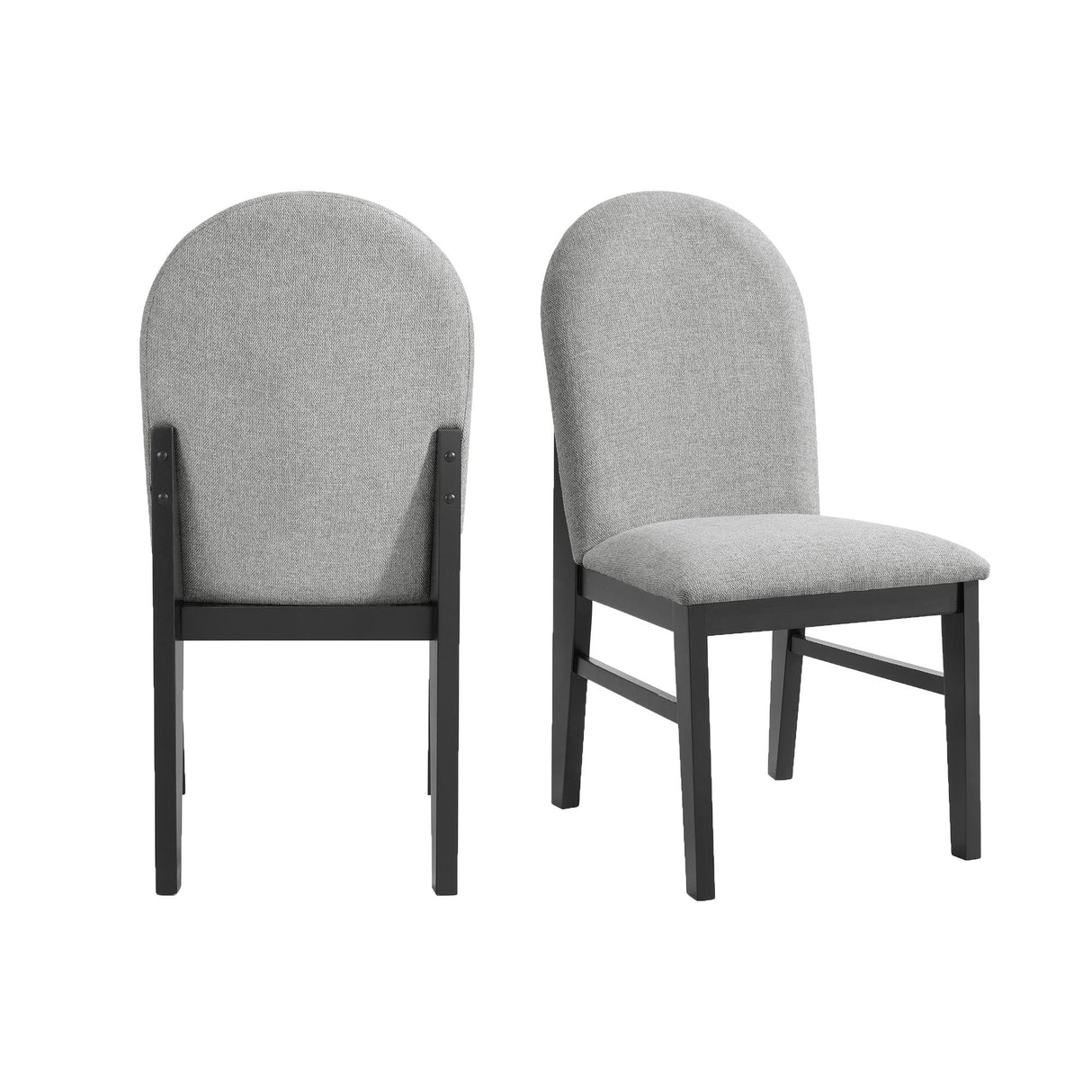Edison - Silla de comedor con tela (juego de 2) - Negro y gris claro