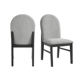 Edison - Silla de comedor con tela (juego de 2) - Negro y gris claro