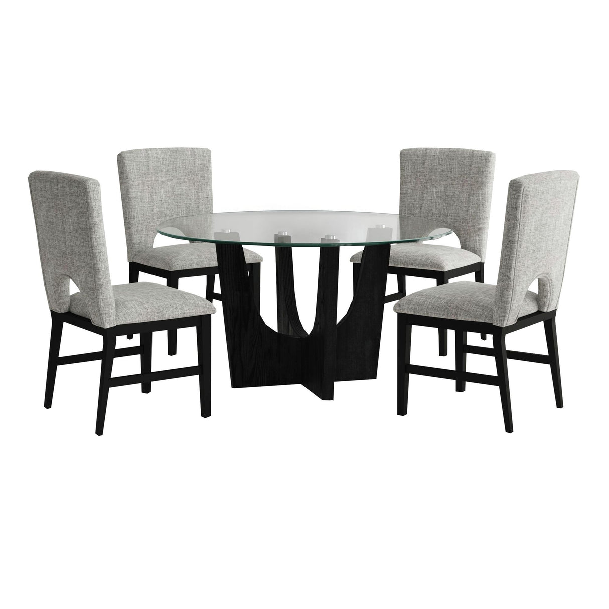 Oregon - Juego de comedor de altura estándar de 5 piezas (mesa redonda y cuatro sillas)