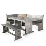 Alpine - Wood Breakfast Nook 3 Piece Dining Set - Gray