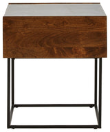 Rusitori - Rectangular End Table - Brown / Beige / White