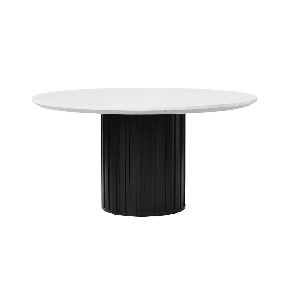 Jaramillo - Mesa de Comedor Redonda con Cubierta de Mármol Sintético - Negro