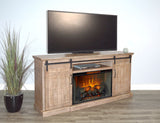 78" Barn Door Media Console With Electric Fireplace