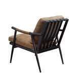 Anzan - Sillón decorativo - Cuero de grano superior color castaño Berham y acabado de hierro mate