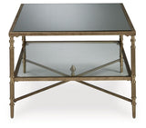 Cloverty - Rectangular Cocktail Table - Aged Gold Finish