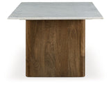 Isanti - Rectangular Cocktail Table - Light Brown / White