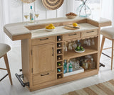 Escape - Mesa de comedor con 2 taburetes de bar tapizados giratorios - Roble natural acristalado / Detalles de metal negro