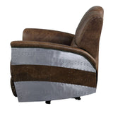 Brancaster - Sillón Reclinable - Piel de Grano Superior Marrón Retro y Aluminio