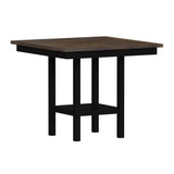 Brooks - Juego de mostrador de 5 piezas con mesa y 4 sillas con asiento tapizado y respaldo de madera - Marrón medio y negro
