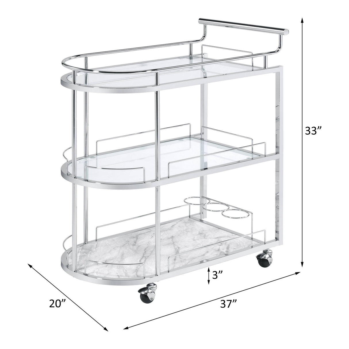 Inyo - Carrito de servicio - Cristal transparente y cromo