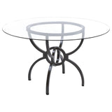 Aviano - 5 Piece Round Glass Top Dining Table Set With Rattan Chairs - Gunmetal