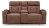 Clean-Slate - Power Reclining Loveseat With Console / Adj Headrest - Caramel