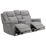 Linus - Zero Gravity Power Reclining Console Loveseat - Hudson Gray