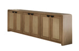 Escape - 90" Console With Reversible Panel Doors - Glazed Natural Oak Natural Cane