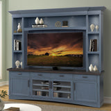 Americana Modern - Consola de TV con vitrina, panel trasero y luces LED