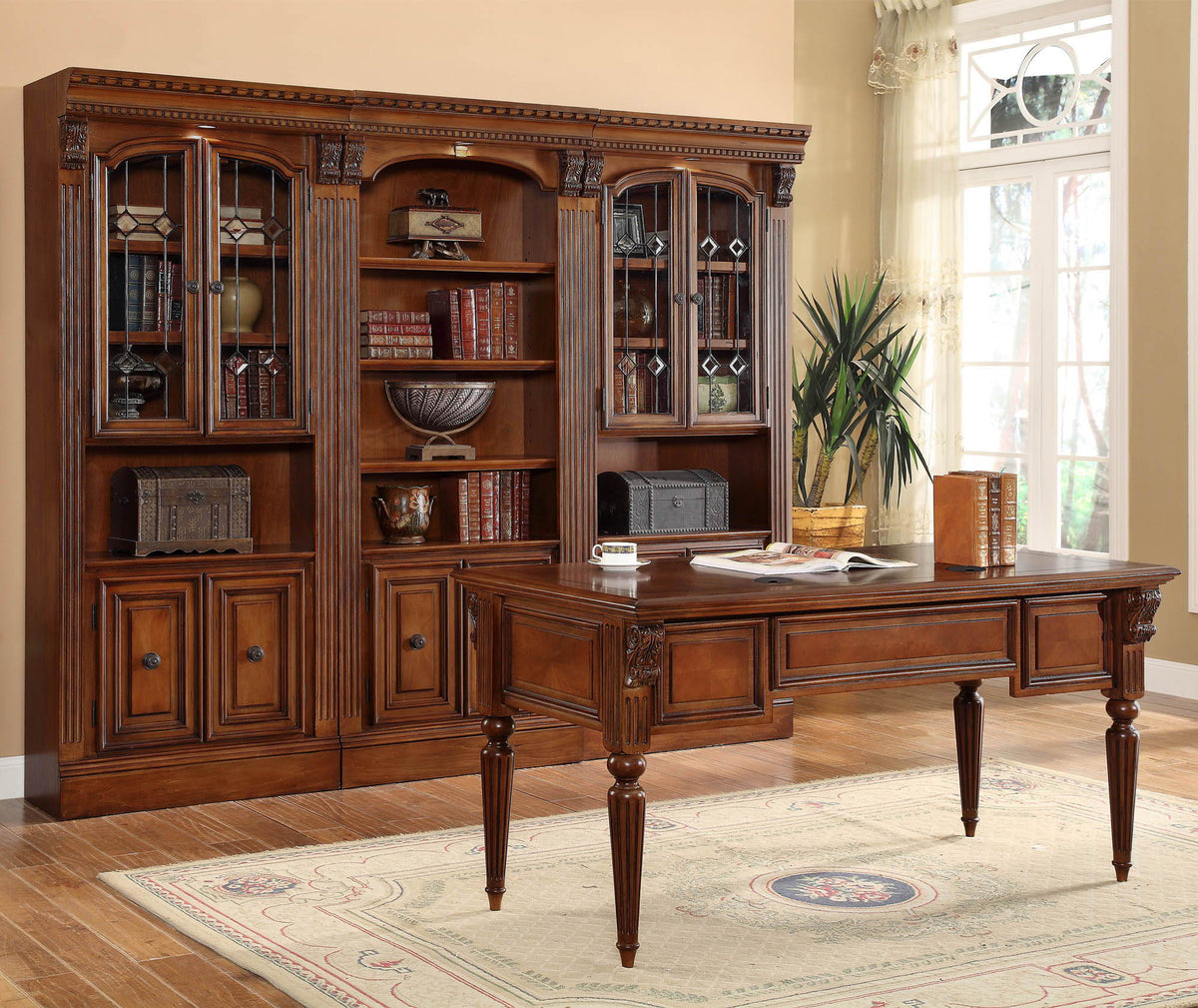 Huntington - Writing Desk - Antique Vintage Pecan