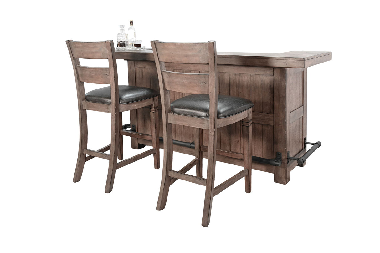 80" Traditional Home 3 Piece Bar Set With Stools - Buckskin