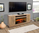 78" Cane Media Console With Faux Crystals Electric Fireplace Insert