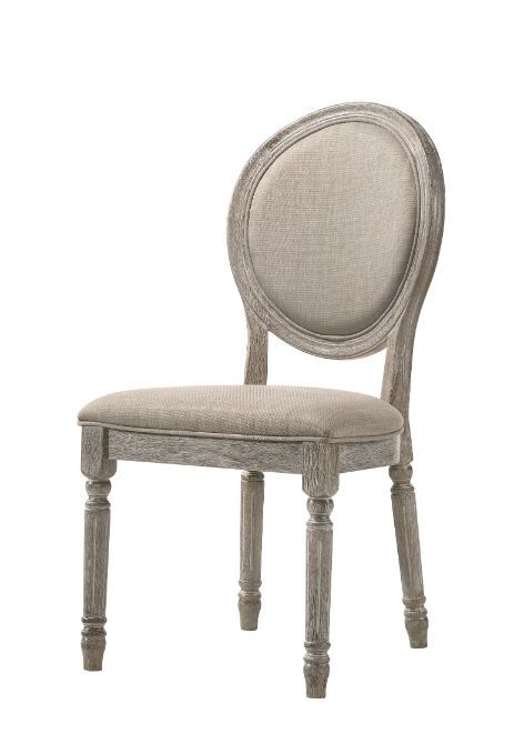 Faustine - Silla de comedor (Juego de 2) - Tela color canela y acabado de roble claro recuperado