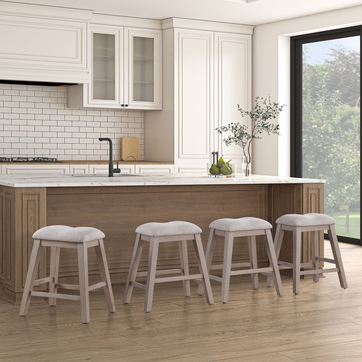 Taylor - Counter Stool (Set of 2) - Light Brown / Gray