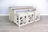 Pasadena - Nesting Console Table With Stools (5 Piece Set) - Buckskin / Marble White