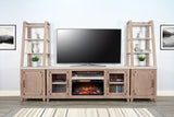120" Media Wall With Electric Fireplace - Light Gray / Wheat