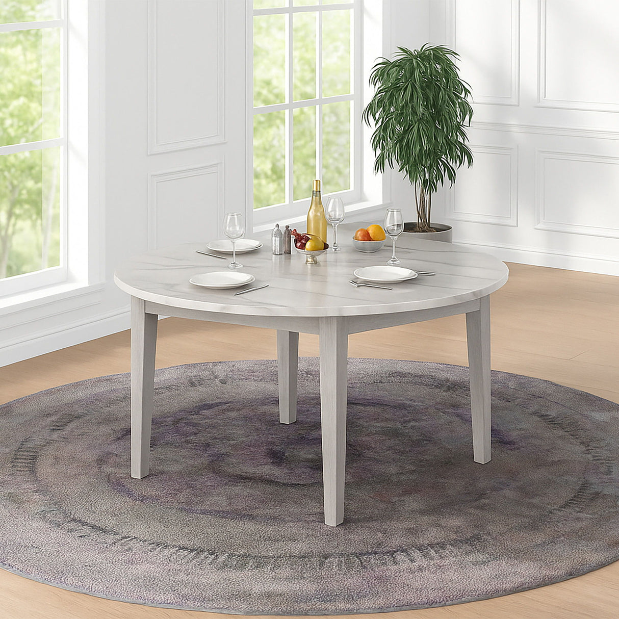 Mesa de comedor redonda con tablero de mármol Essence de 54"