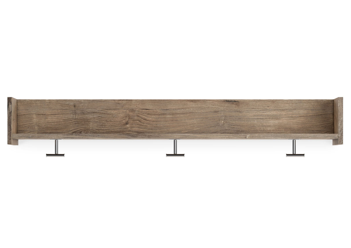 Oliah - Natural - Wall Mounted Coat Rack w/Shelf