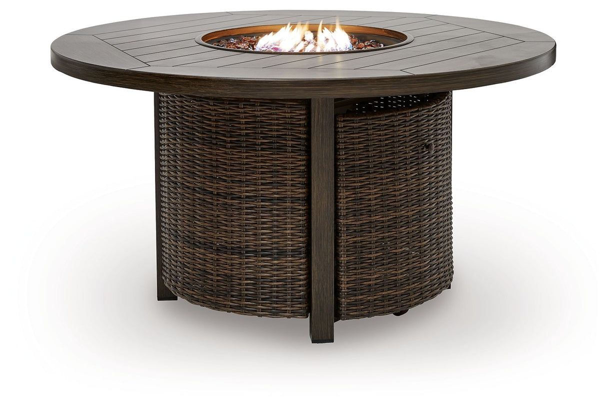 Monterey Point - Round Fire Pit Table - Dark Brown