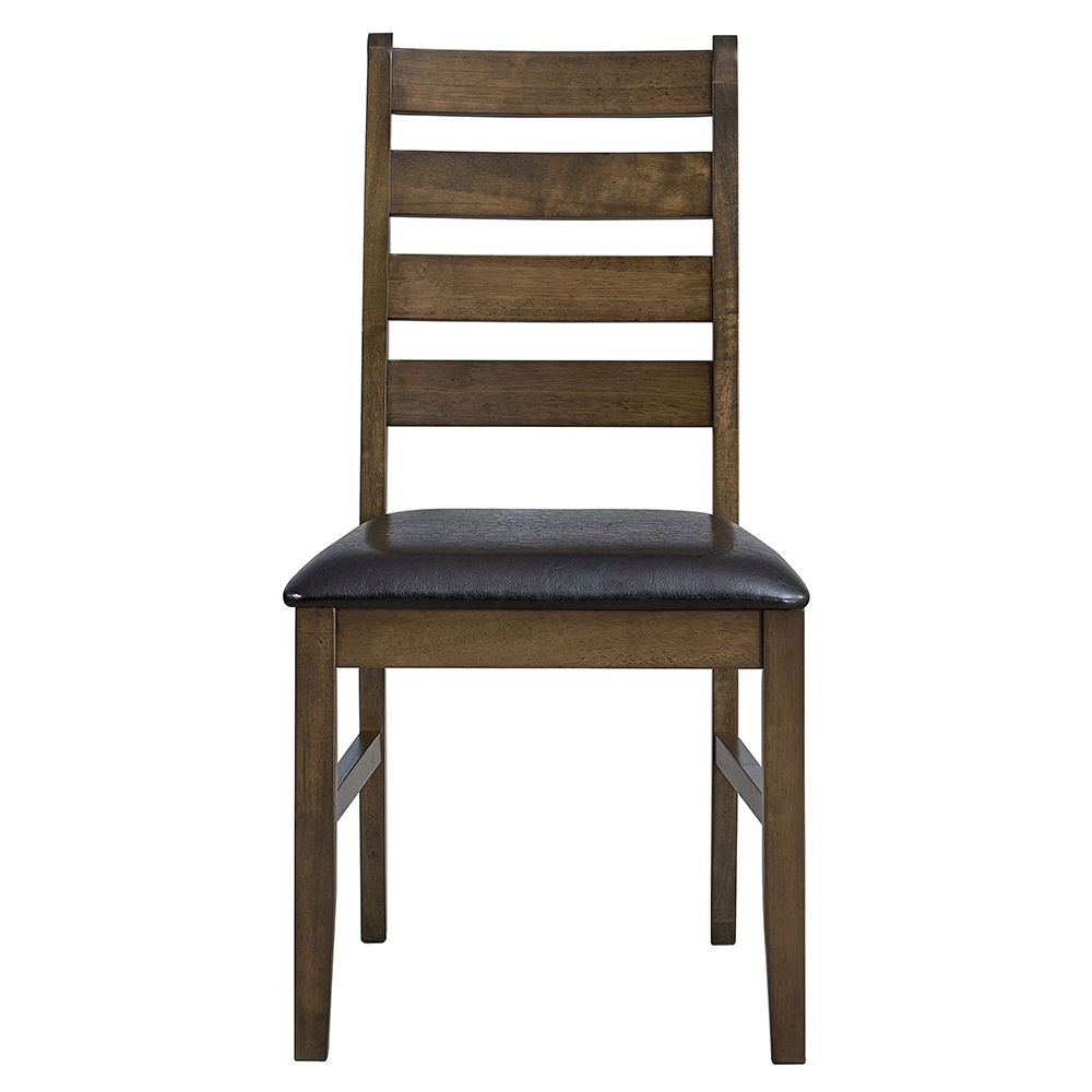 Damica - Side Chair (Set of 2) - Brown Synthetic Leather & Walnut