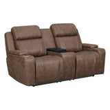Carrow - Loveseat With Power Headrest, Footrest & Cooler, Massage, Stereo - Brown