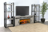 126" Media Wall With Electric Fireplace - Alpine Gray